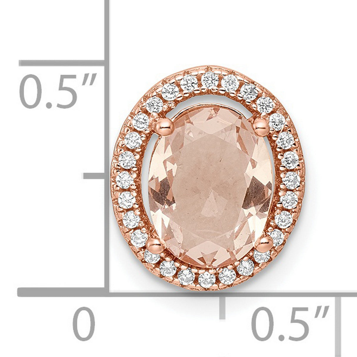 Sterling Silver Pendant with Oval Cut Peach Gemstone and Cubic Zirconia Halo