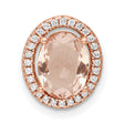 Sterling Silver Pendant with Oval Cut Peach Gemstone and Cubic Zirconia Halo