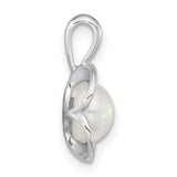 Polished Freshwater Pearl Flower Charm Pendant in Real 925 Sterling Silver