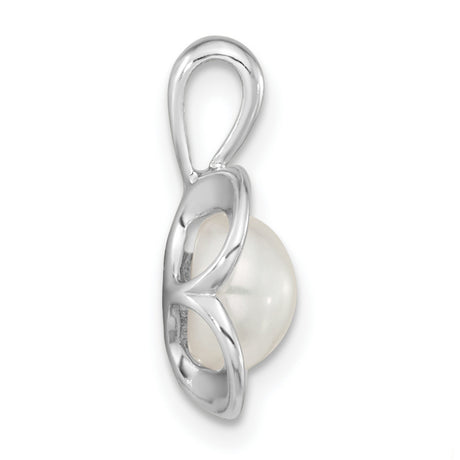 Polished Freshwater Pearl Flower Charm Pendant in Real 925 Sterling Silver