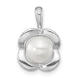 Polished Freshwater Pearl Flower Charm Pendant in Real 925 Sterling Silver