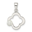 Sterling Silver Pendant with Simulated Pearl, Clover Quatrefoil Design for Harmony and Luck
