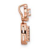 Sterling Silver Pendant with Cushion Cut White and Brown Cubic Zirconia, Modern Designer Style