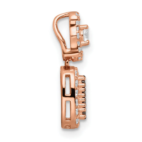 Sterling Silver Pendant with Cushion Cut White and Brown Cubic Zirconia, Modern Designer Style