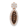 Sterling Silver Pendant with White and Brown Cubic Zirconia, Marquise Cluster Design