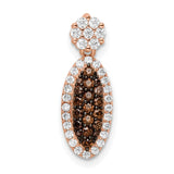 Sterling Silver Pendant with White and Brown Cubic Zirconia, Marquise Cluster Design