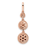 Sterling Silver Drop Earrings with Three Circle Dangles, Brown and White Cubic Zirconia, Vintage Style