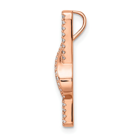 Sterling Silver Ribbon Pendant with Brown and White Cubic Zirconia, Twisted Intertwined Design