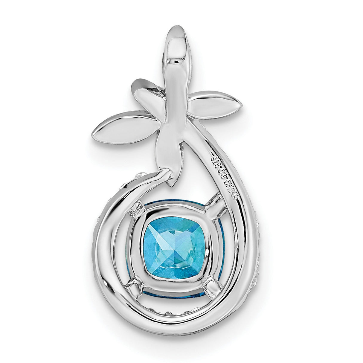 Blue White CZ Butterfly Chain Slide Charm Pendant in Real 925 Sterling Silver