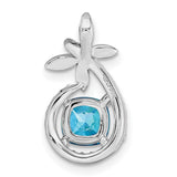 Blue White CZ Butterfly Chain Slide Charm Pendant in Real 925 Sterling Silver