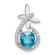 Blue White CZ Butterfly Chain Slide Charm Pendant in Real 925 Sterling Silver