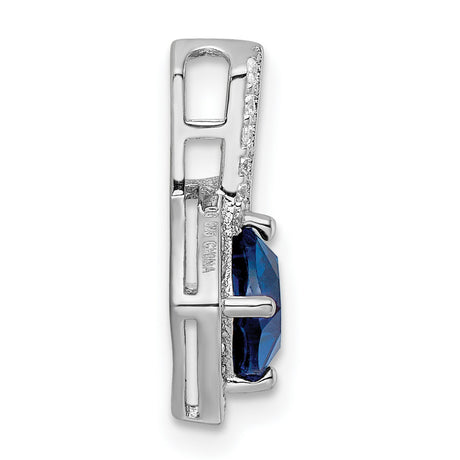 Sterling Silver Pendant with Cushion Cut Deep Blue Gemstone and Halo Design