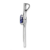 Sterling Silver Swirl Pendant with Deep Blue Cubic Zirconia and White Pavé Accents