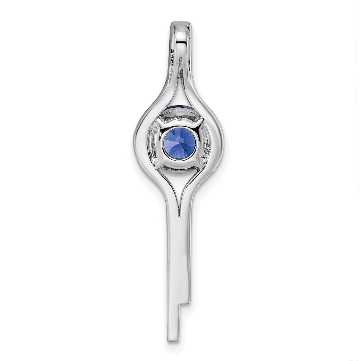Sterling Silver Swirl Pendant with Deep Blue Cubic Zirconia and White Pavé Accents
