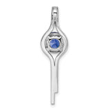 Sterling Silver Swirl Pendant with Deep Blue Cubic Zirconia and White Pavé Accents