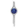 Sterling Silver Swirl Pendant with Deep Blue Cubic Zirconia and White Pavé Accents