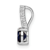Sterling Silver Pendant with Deep Blue Spinel and Vertical Cubic Zirconia Accents