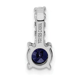 Sterling Silver Pendant with Deep Blue Spinel and Vertical Cubic Zirconia Accents