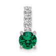 Polished Green Clear CZ Charm Pendant in Real 925 Sterling Silver