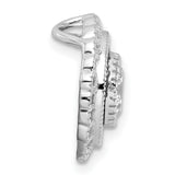 Sterling Silver Halo Pendant with Cubic Zirconia and Blue Baguette Accents