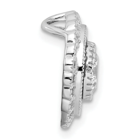 Sterling Silver Halo Pendant with Cubic Zirconia and Blue Baguette Accents