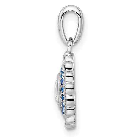 Sterling Silver Evil Eye Pendant with Cubic Zirconia, Round Medallion Spiritual Design for Women