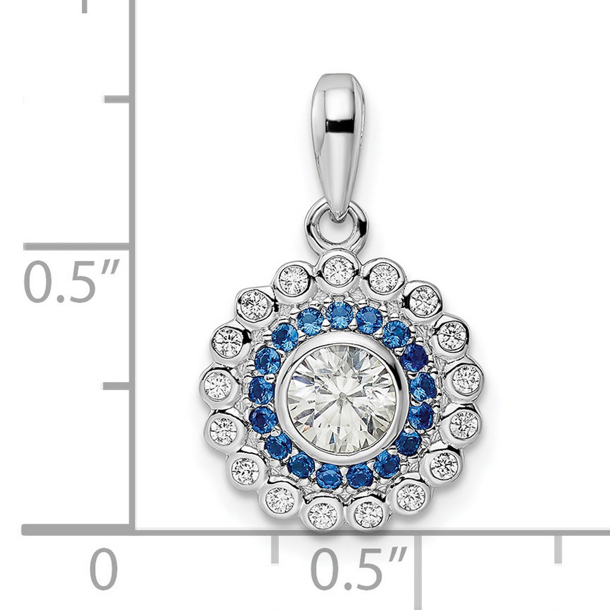 Sterling Silver Evil Eye Pendant with Cubic Zirconia, Round Medallion Spiritual Design for Women