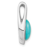 Sterling Silver Teardrop Pendant with Turquoise Cabochon, Open Frame Boho Style for Women
