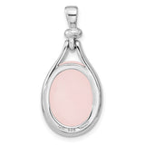 Sterling Silver Teardrop Pendant with Rose Quartz, Minimalist Healing Crystal Jewelry for Women