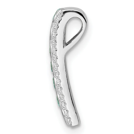 Aqua White CZ Chain Slide Charm Pendant in Real 925 Sterling Silver
