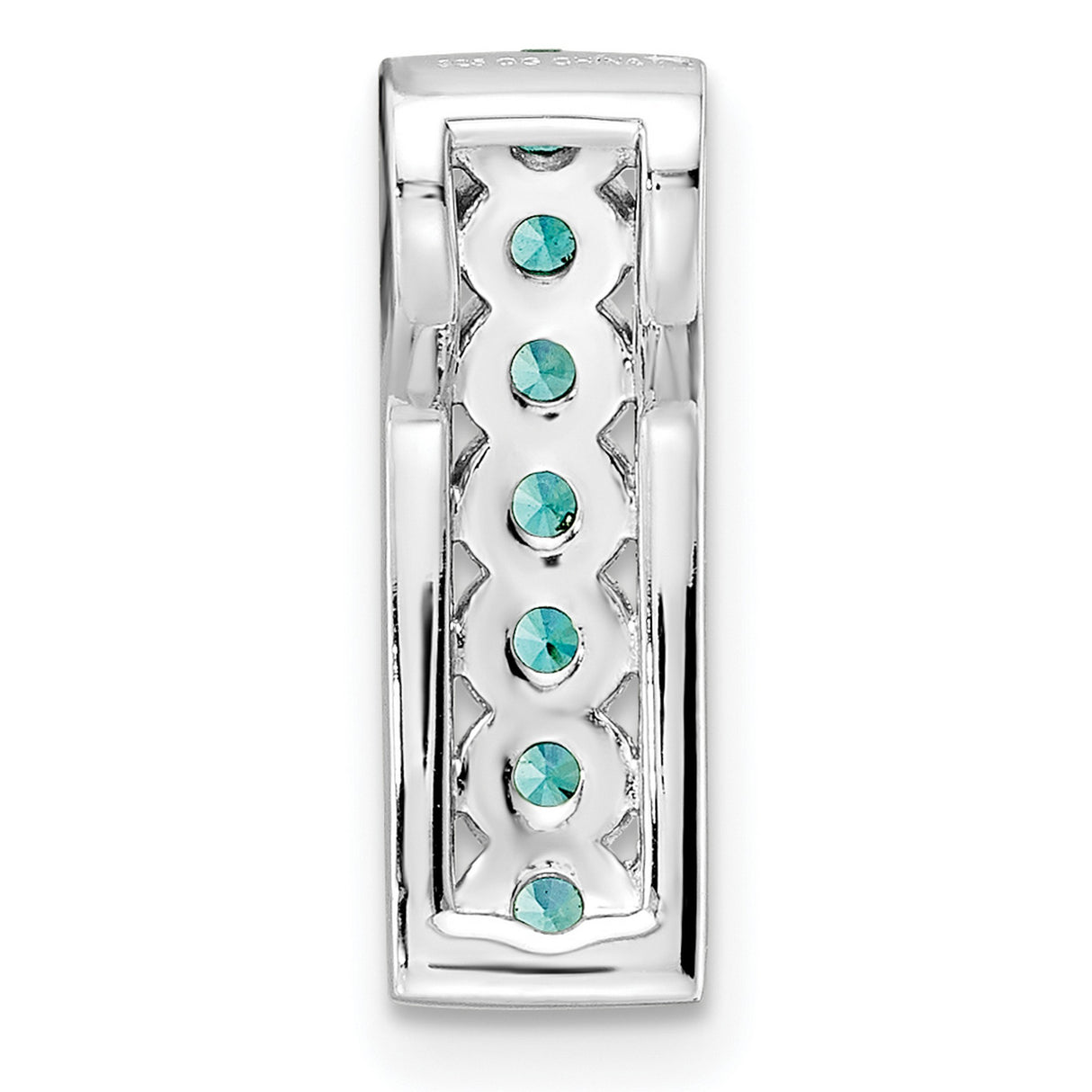 Aqua White CZ Chain Slide Charm Pendant in Real 925 Sterling Silver