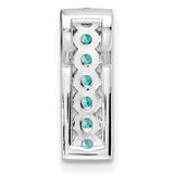 Aqua White CZ Chain Slide Charm Pendant in Real 925 Sterling Silver