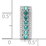 Aqua White CZ Chain Slide Charm Pendant in Real 925 Sterling Silver