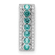 Aqua White CZ Chain Slide Charm Pendant in Real 925 Sterling Silver