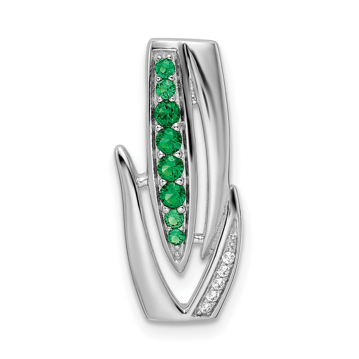 Sterling Silver Flame Pendant with Cubic Zirconia, Abstract Growth and Vitality Design for Women