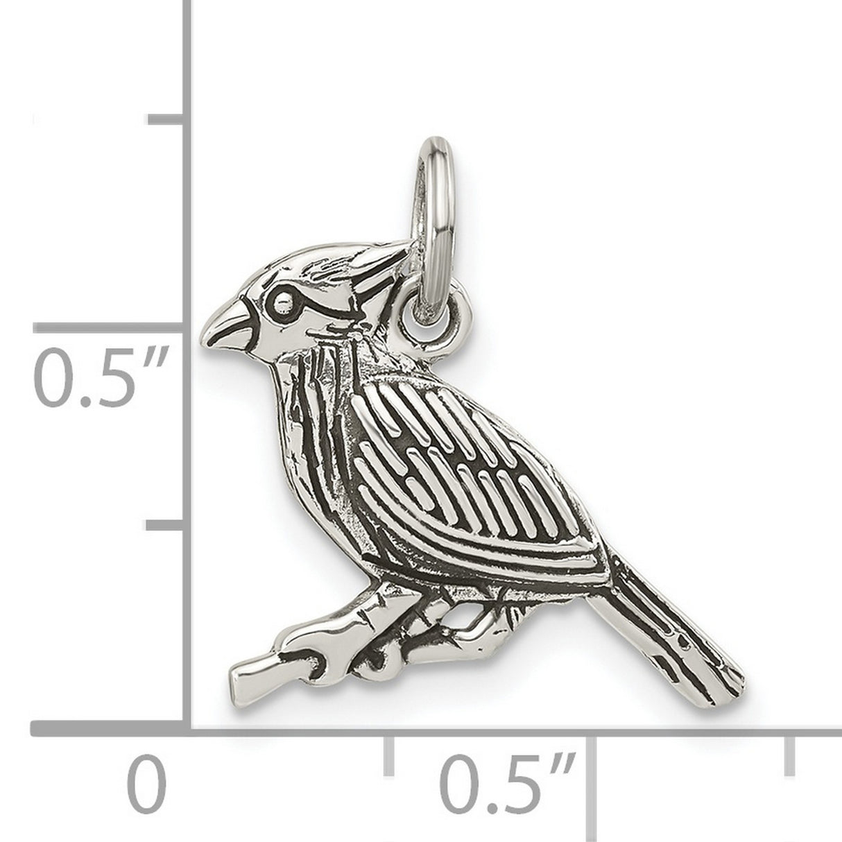 Sterling Silver Cardinal Bird Pendant, Memorial Jewelry with Detail and Symbolic Design