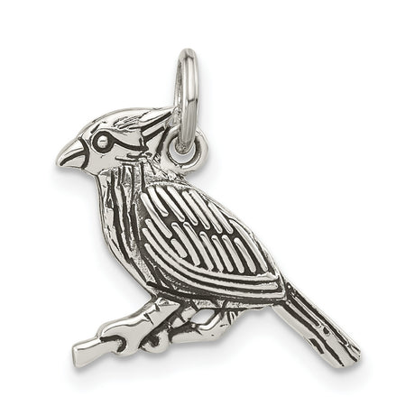 Sterling Silver Cardinal Bird Pendant, Memorial Jewelry with Detail and Symbolic Design