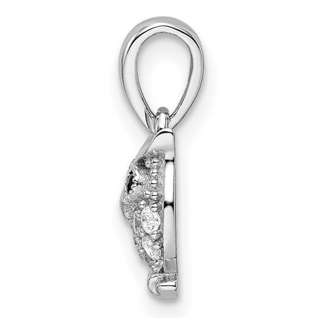 Black White CZ Owl Charm Pendant in Real 925 Sterling Silver
