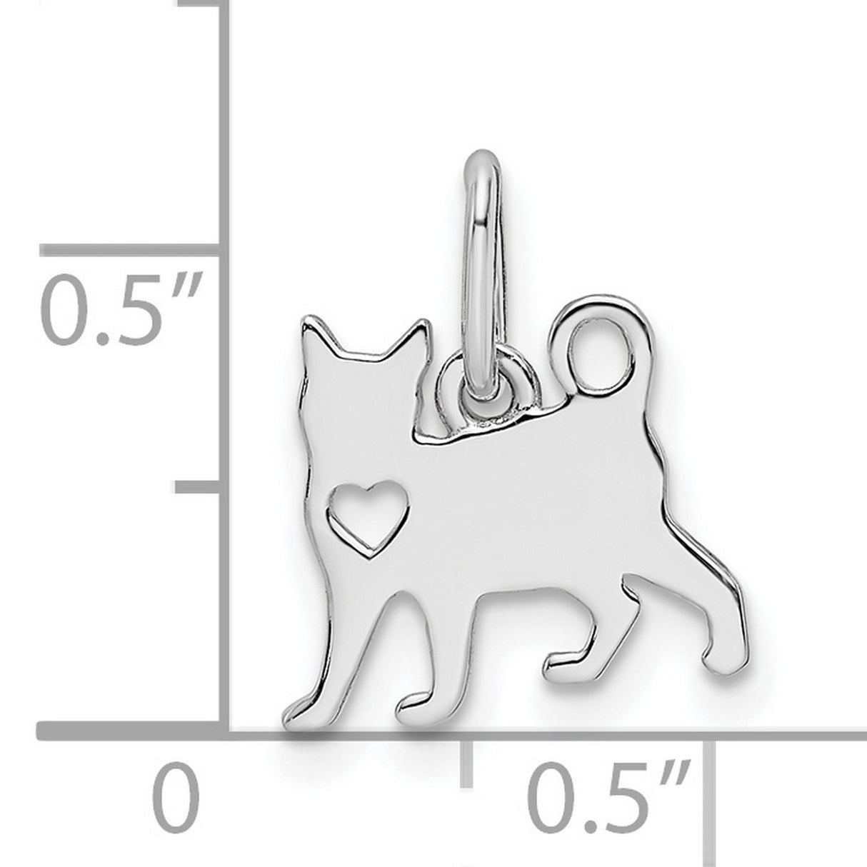 Cat with Heart Charm Pendant in Real 925 Sterling Silver