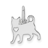 Cat with Heart Charm Pendant in Real 925 Sterling Silver