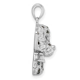 Sterling Silver Dalmatian Dog Pendant with Clear and Black Cubic Zirconia, Pet Charm for Women