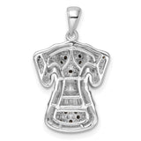 Sterling Silver Dalmatian Dog Pendant with Clear and Black Cubic Zirconia, Pet Charm for Women
