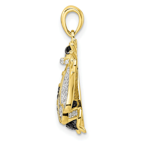 Sterling Silver Bee Pendant with Cubic Zirconia, Gold-Plated Detailing, Nature and Prosperity Theme