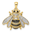 Sterling Silver Bee Pendant with Cubic Zirconia, Gold-Plated Detailing, Nature and Prosperity Theme