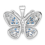 Sterling Silver Butterfly Pendant with Blue and Clear Cubic Zirconia, Transformation Motif Jewelry