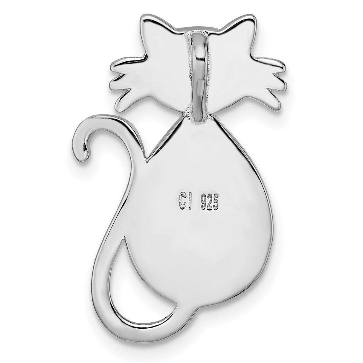 Polished Larimar Cat Chain Slide Charm Pendant in Real 925 Sterling Silver