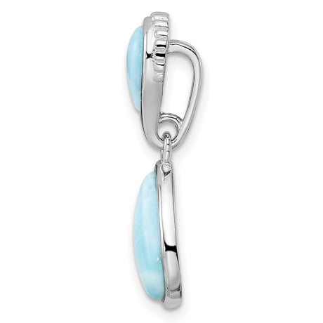 Sterling Silver Dangle Pendant with Larimar Double Pear Bezel Set Stones, Ocean Inspired Boho Jewelry