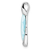 Sterling Silver Pendant with Larimar Marquise Gemstone, Bezel Setting, Minimalist Boho Style