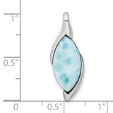 Sterling Silver Pendant with Larimar Marquise Gemstone, Bezel Setting, Minimalist Boho Style