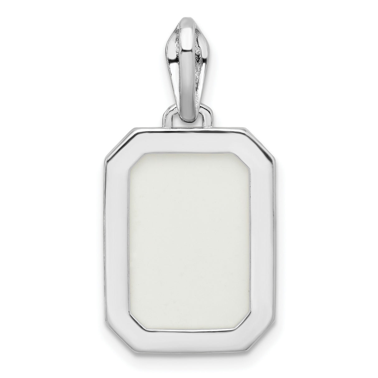 Sterling Silver Pendant with Rectangular Synthetic Opal and Cubic Zirconia Bail